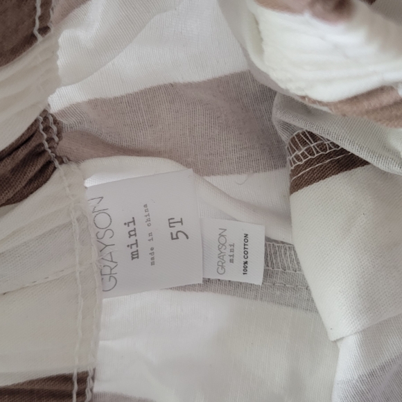 Kids Casual Striped Wide-Leg Bottoms in Beige and White - Picture 6 of 6